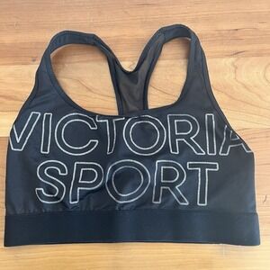 Victoria Secret Sports Bra Womens Medium Player Racerback Moisture Wicking Black